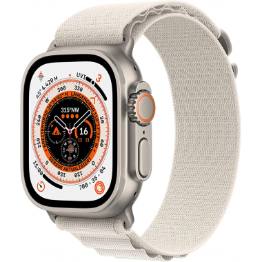 Apple Watch Ultra (GPS + Cellular, 49 mm) Smartwatch-Titangehäuse mit Polarstern Alpine Loop - L