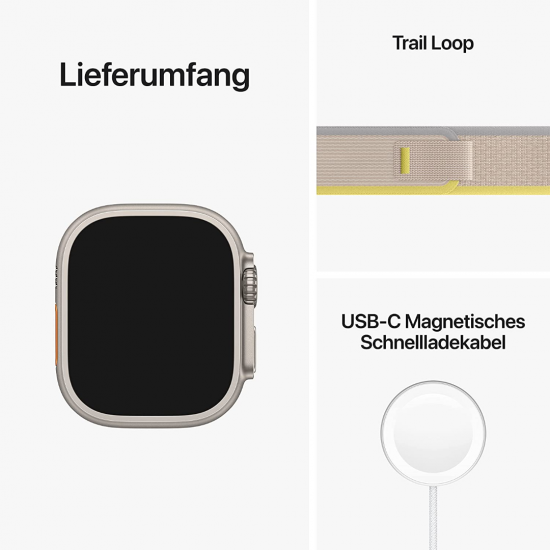 Apple Watch Ultra (GPS + Cellular, 49 mm) Smartwatch-Titangehäuse Trail Loop Gelb/Beige - M/L