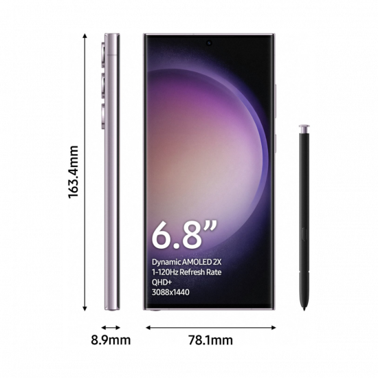Samsung Galaxy S23 Ultra 5G Smartphone (Dual-SIMs, 8+256GB) - Lavender