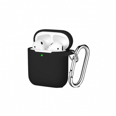 Liquid Silikon Hülle für Apple Airpods mit Schlüsselanhänger - Schwarz 