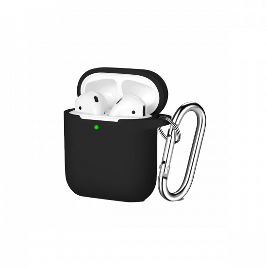 Liquid Silicone Case for Apple AirPods  - Black with Keychain