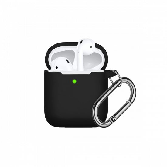 Liquid Silicone Case for Apple AirPods  - Black with Keychain